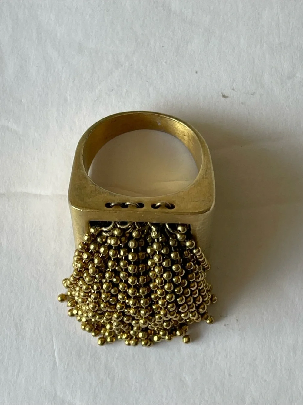 ✨ Sheila Fajl 18K Gold Plated Beaded Tassel Fringe Statement Ring